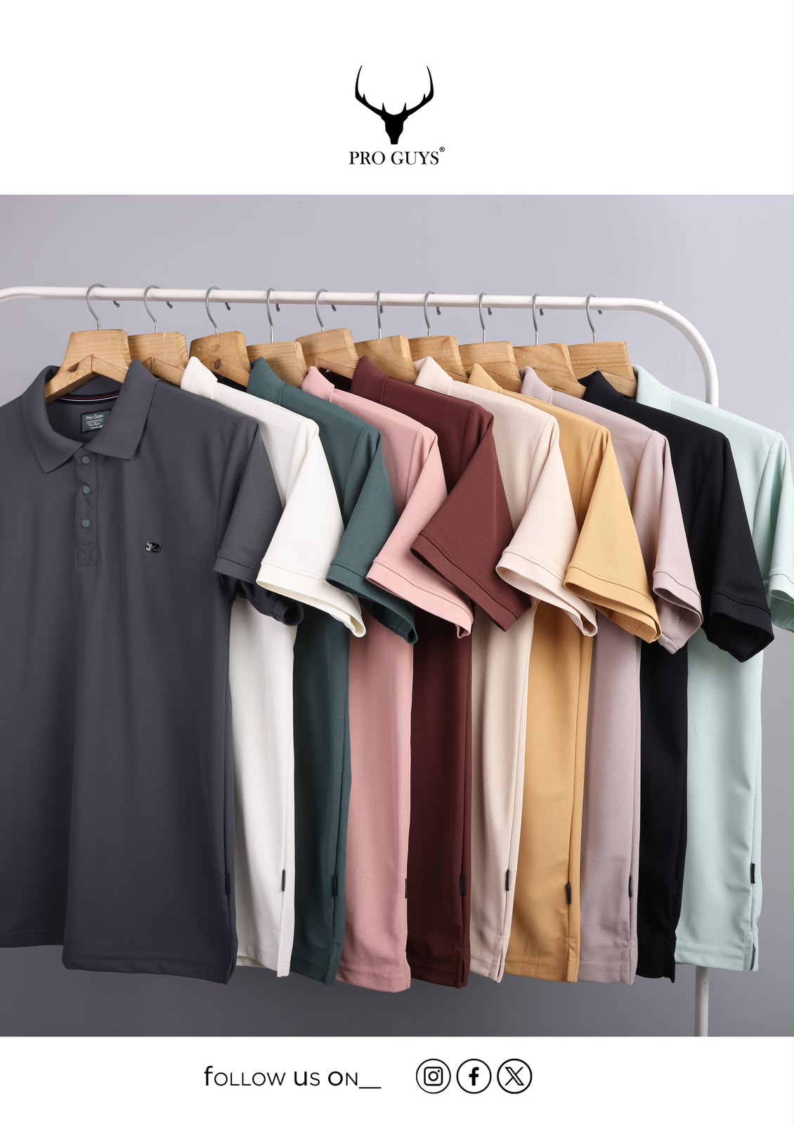 Pro Guys (698) - Men's Solid Plain Collar Tees (10 Pcs)