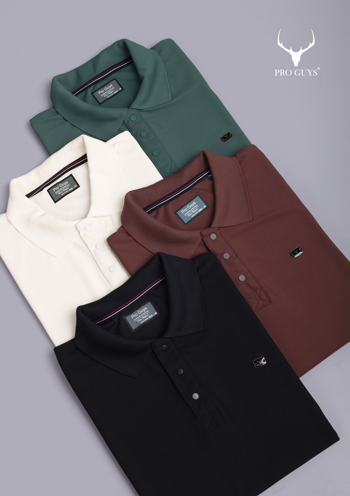 Pro Guys (698) - Men's Solid Plain Collar Tees (10 Pcs)