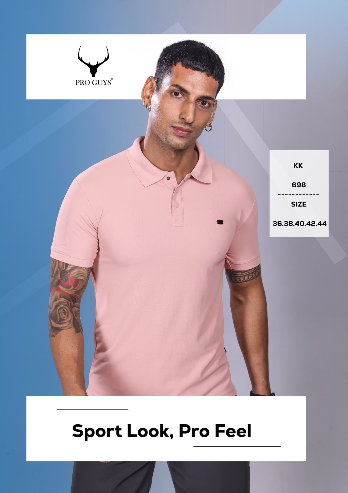 Pro Guys (698) - Men's Solid Plain Collar Tees (10 Pcs)