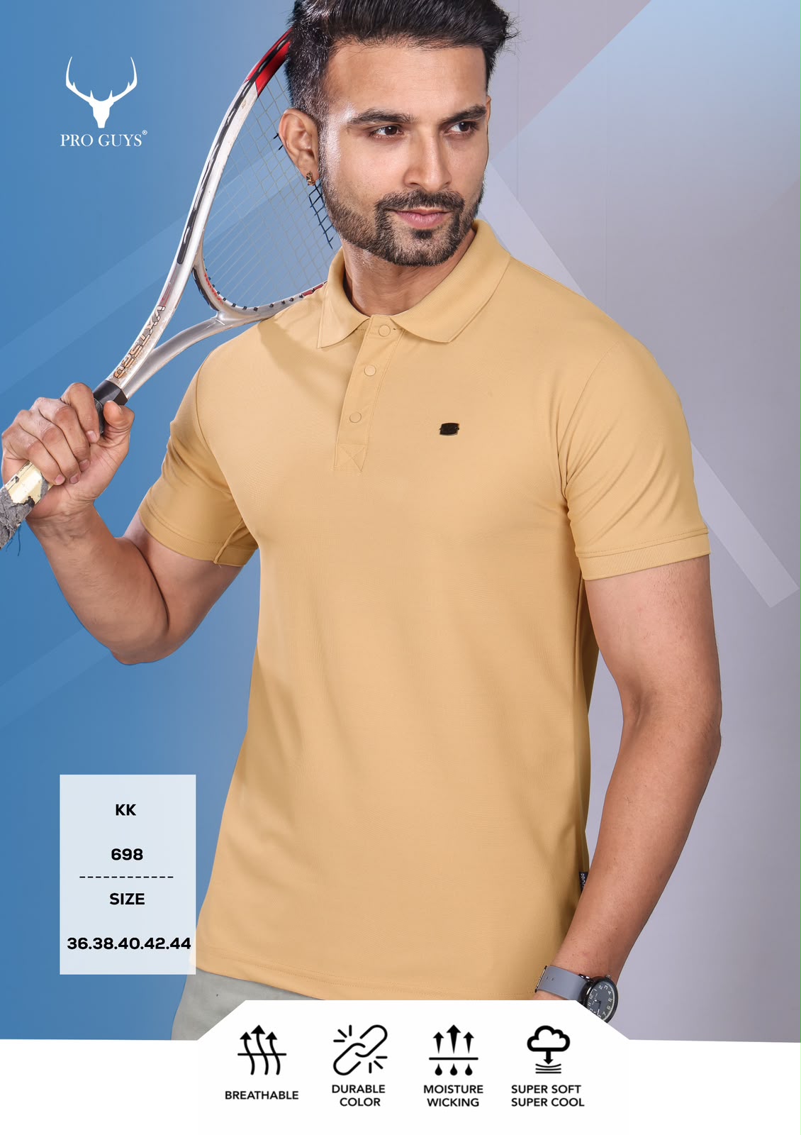 Pro Guys (698) - Men's Solid Plain Collar Tees (10 Pcs)