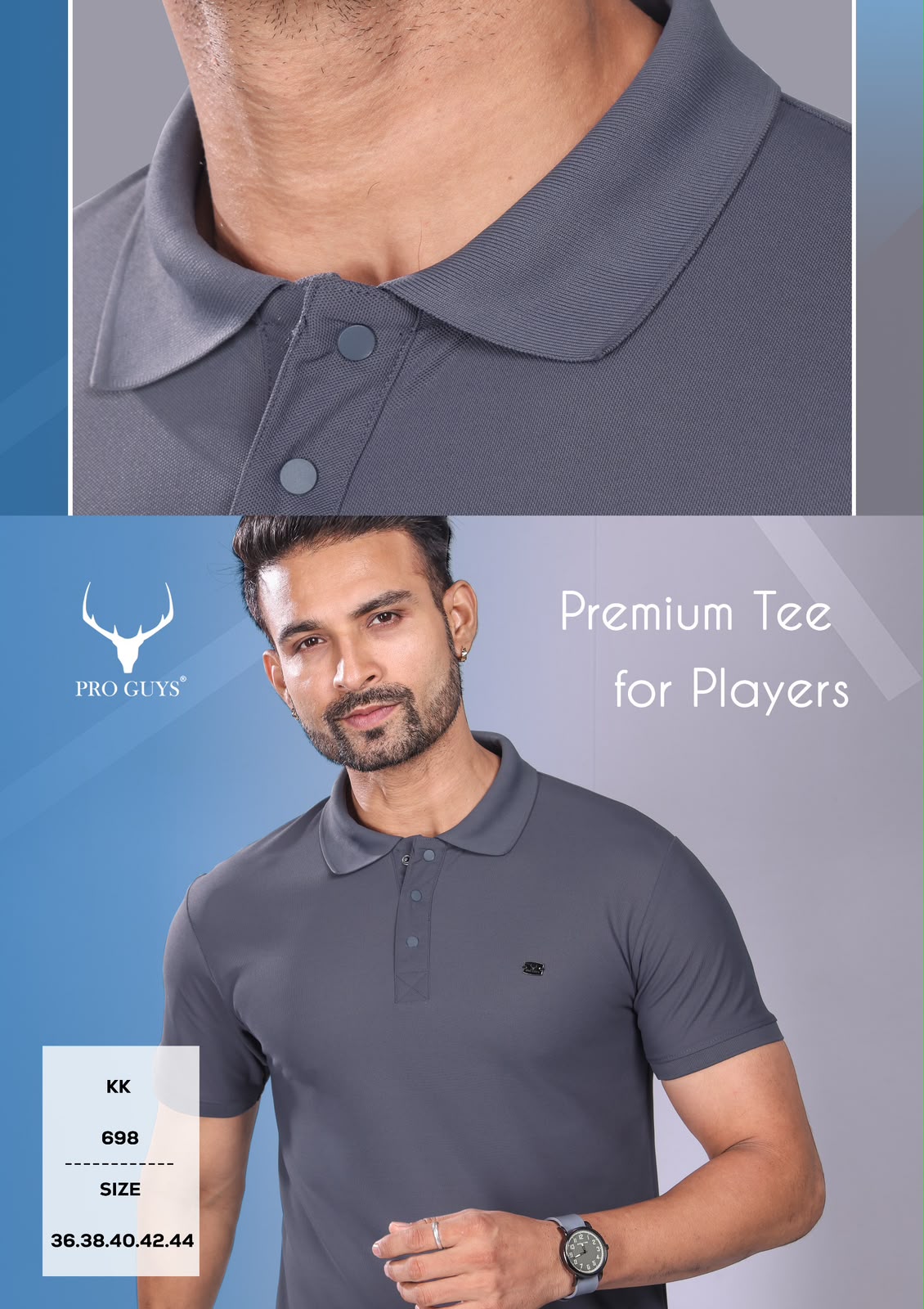 Pro Guys (698) - Men's Solid Plain Collar Tees (10 Pcs)