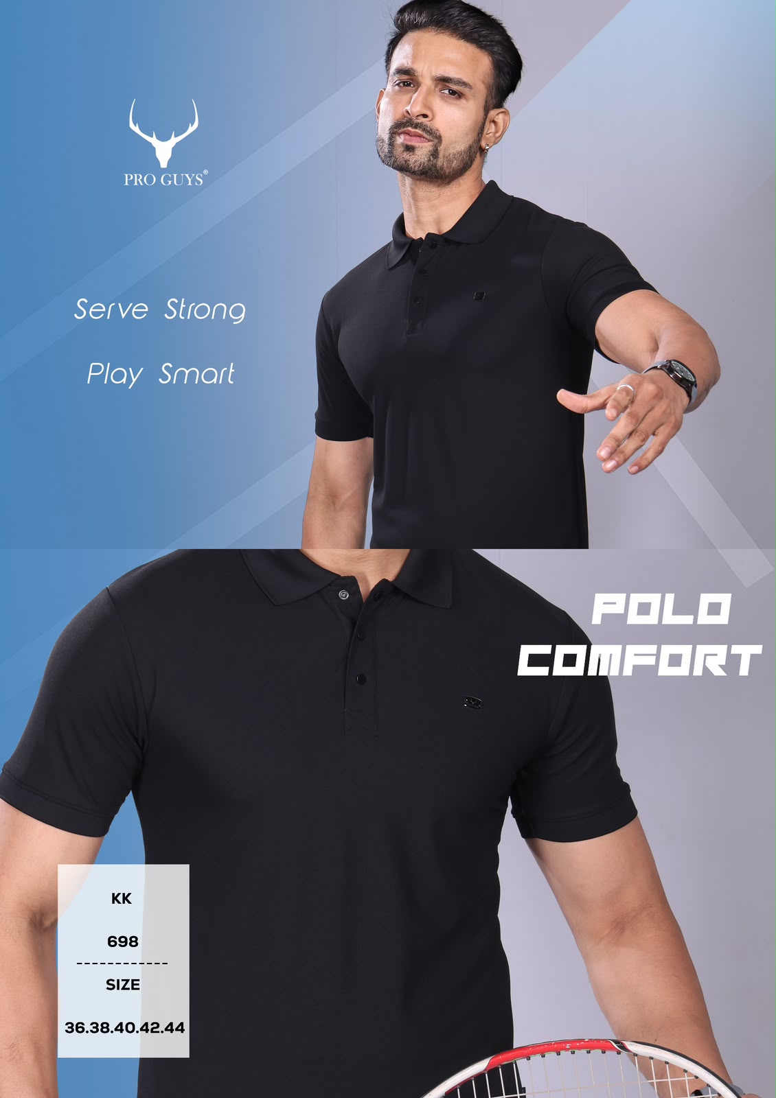 Pro Guys (698) - Men's Solid Plain Collar Tees (10 Pcs)